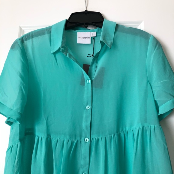 Size 6 Petite Green Tunic Blouse - Picture 2 of 7